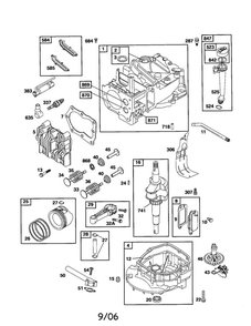 Cylinder/Crankshaft/Sump Diagram and Parts List for 126T02-0736-E1  Briggs and Stratton Engine